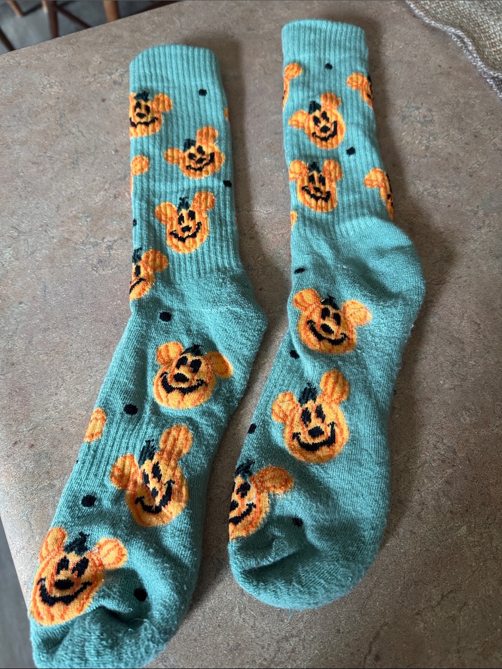 Box Lunch Teal Socks with Orange Disney Pumpkin Mickey Pattern